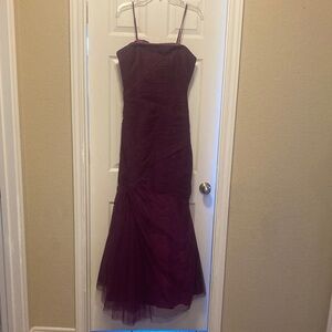 Monique Lhuillier Bridesmaid Wine Strapless Gown Dress Size 10